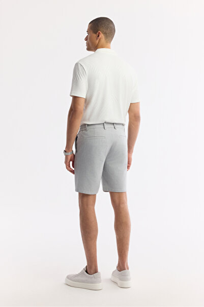 Avva Erkek Açık Gri Yanı Lastikli Gofreli Bi-Stretch Slim Fit Chino Şort A51Y3730