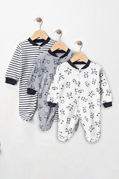 Pırlanta baby Tatlı Uyku Panda Tulumları - 3'lü Set
