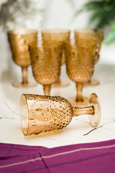 EWs Akrilik Bal 6'lı Kadeh & Su Meşrubat Kahve Yanı Bardağı 450 ml ( Cam Değildir )