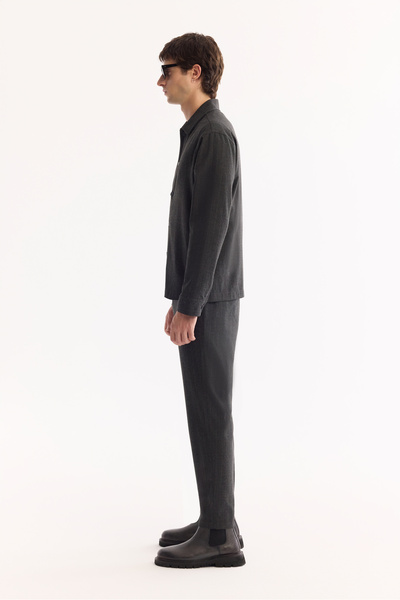 Avva Чоловіча антрацитова класична сорочка з коміром, легка в прасуванні, смугаста, комфортна посадка, піджак A52Y2018