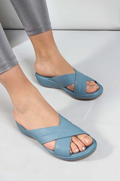 FAST STEP Γυναικείες φλατ παντόφλες από γνήσιο δέρμα 864ZAR03