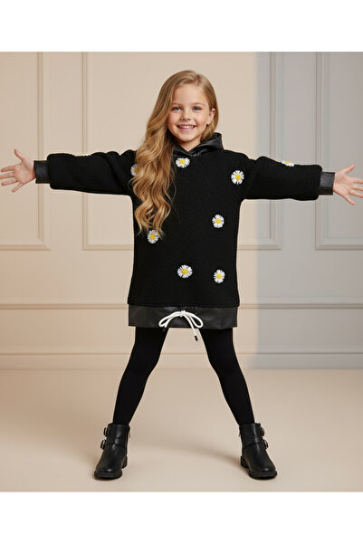 By Piera Children's Winter Leather Detail Sweat Dress 0798