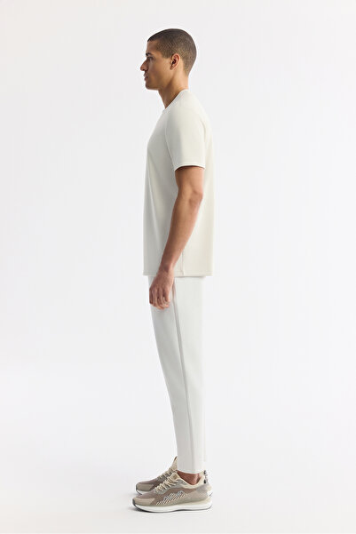 Avva Erkek Kırık Beyaz Bisiklet Yaka Baskılı Bi-Stretch İnterlok Regular Fit T-Shirt A51Y1006