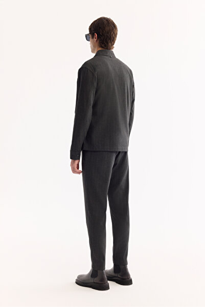 Avva Чоловіча антрацитова класична сорочка з коміром, легка в прасуванні, смугаста, комфортна посадка, піджак A52Y2018