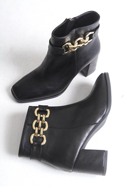 Riccon Kadın Zincir Detaylı Topuklu Bot 00121060 Siyah