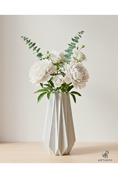 Home 3D Baskı Trian Modern Dekoratif Hediyelik Kuru/Yapay Çiçek Vazosu