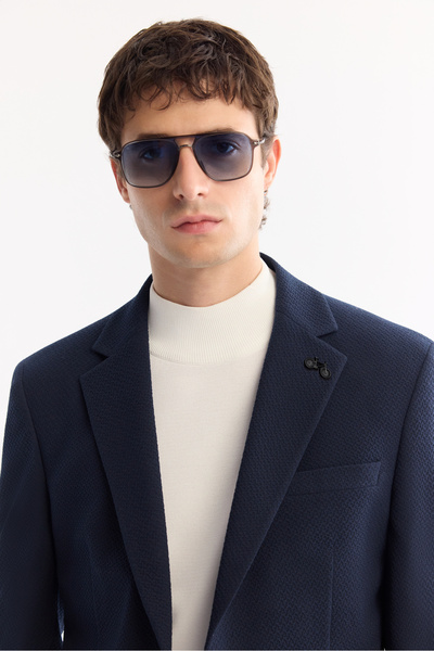 Avva Ανδρικό μπλέζερ με μονό γιακά, ελαφριά υφή, Comfort Slim Fit Jacket A52Y4013