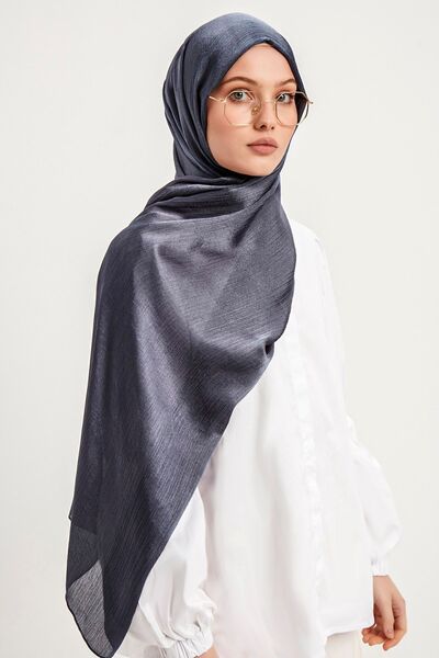 Şaless Hijab Women's Janjan Crinkle Evening Dress Shawl-Grey- 70X190Cm