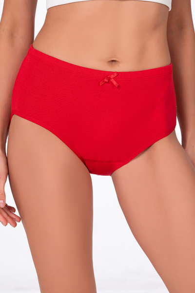 Kompedan Kadın Yüksek Bel Pamuklu Ribana Slip Külot 3'lü Paket – Esnek & Rahat | Kırmızı K0305