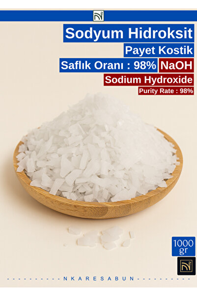 nkare Sodyum Hidroksit %98 saflık 1 kg Payet Kostik, Sabun yapımı, lavabo açı...