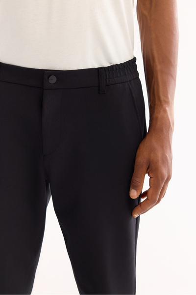 Avva Men's Black Quick Dry Wrinkle-Free Slim Fit Pants with Elastic Sides A52Y3077