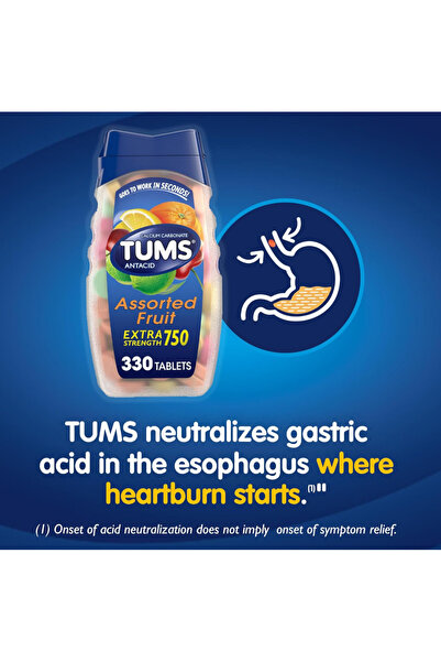 Tums Chewable Antacid for Heartburn Relief, Great for a Summer BBQ - Assorted Fruit Flavors - 330 Count