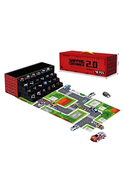 Amir 48-piece car set with container box and printed track