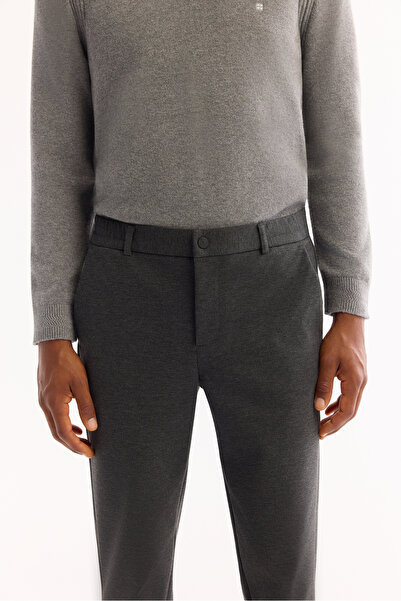 Avva Men's Anthracite Slim Fit Chino Trousers with Elastic Sides, Viscose Blend A52Y3053