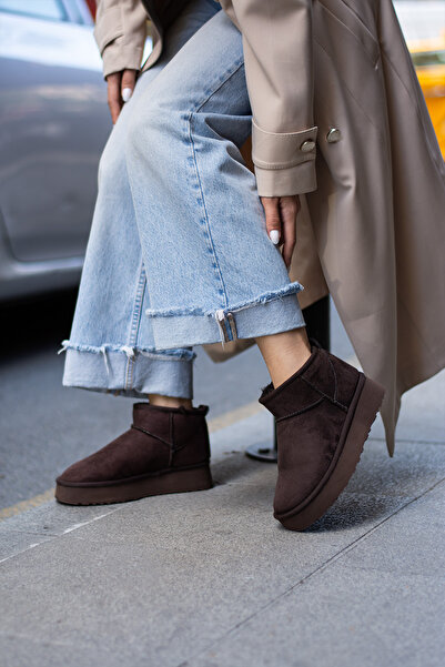 diya shoes PHANY Kadın Mini Kalın Taban Kısa Içi Tüylü Bot