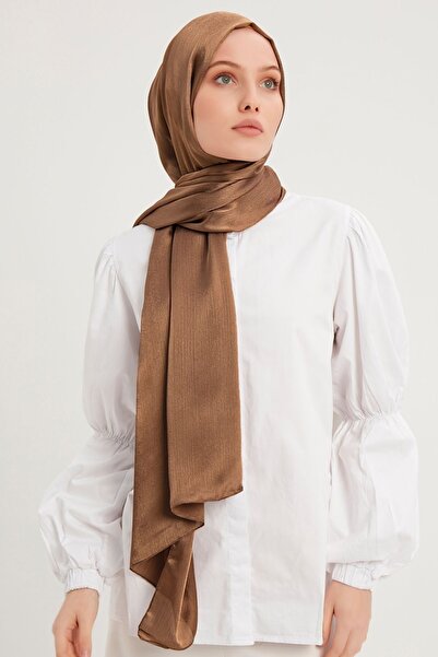 Şaless Tesettür Kadın Janjan-janjanlı Krinkıl Abiye Şal-kahverengi- 70x190cm