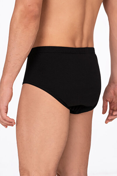 Kompedan Pamuklu Penye Süprem Esnek Rahat Slip Külot | Siyah K0037