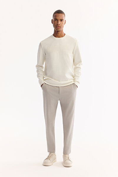 Avva Men's Light Gray Classic Waist Cotton Carrot Fit Trousers A52Y3061