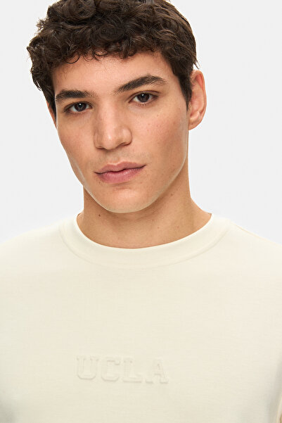 UCLA Ανδρικό μπλουζάκι CANARY Bone Color Crew Neck με τύπωμα Standard Fit