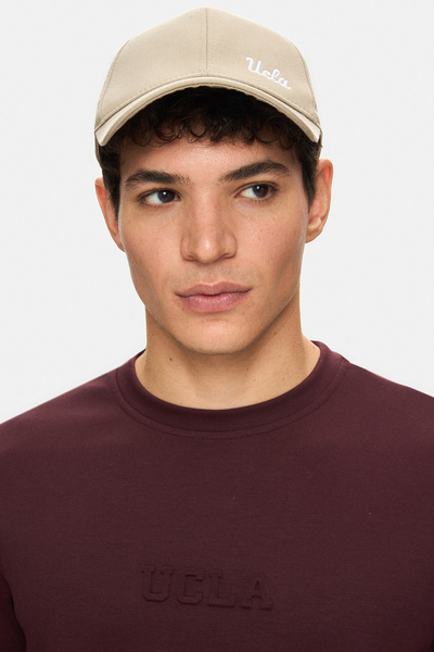 UCLA Ανδρικό μπλουζάκι CANARY Burgundy Crew Neck με τύπωμα Standard Fit