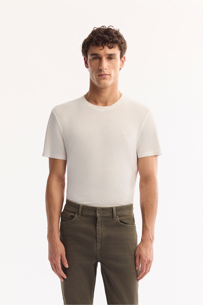 Avva Ανδρικό παντελόνι τζιν χακί κλασικό βαμβακερό ταλαιπωρημένο ρωμαϊκό κομμένο παντελόνι με λεπτή εφαρμογή A52Y3514