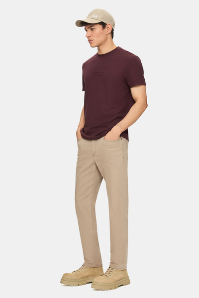 UCLA Ανδρικό μπλουζάκι CANARY Burgundy Crew Neck με τύπωμα Standard Fit