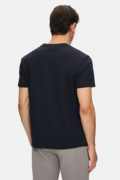 UCLA Ανδρικό μπλουζάκι CANARY Navy Blue Crew Neck Seersucker με τυπωμένο Standard Fit