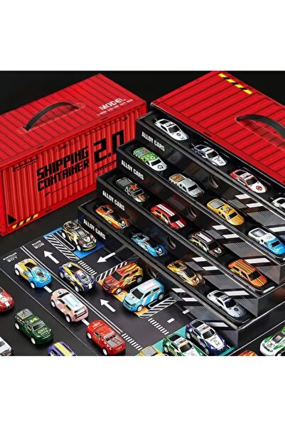 Amir 48-piece car set with container box and printed track