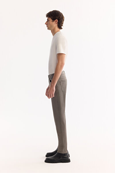 Avva Men's Gray Khaki Classic Waist Soft Touch Cotton Slim Fit Trousers B003038