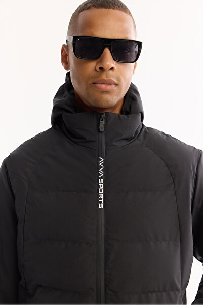 Avva Men's Black Functional Dual-Use Water Repellent Windproof m Transitional Coat A52Y6167