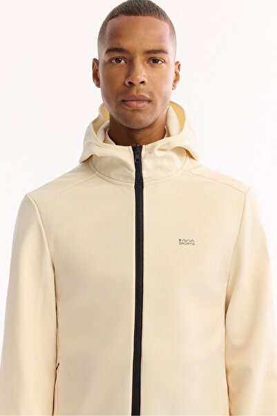 Avva Men's Ecru Hooded Functional Dual-Use Water Repellent Windproof m Transitional Coat A52Y6167