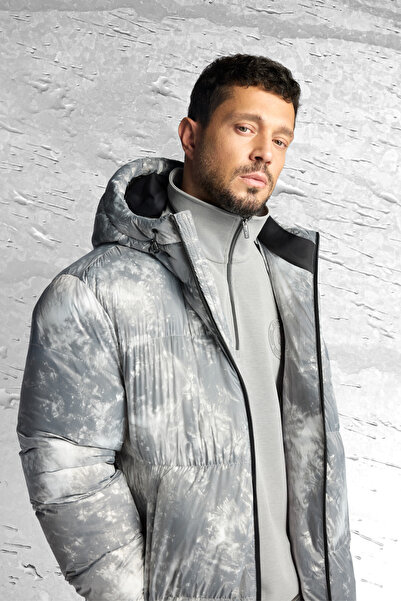 Avva Men's Gray Hooded Water Repellent Windproof -10 Degree Resistant Ski Jacket A52Y6124