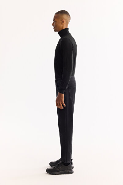 Avva Men's Black Classic Waist Cotton Distressed Washed Rome Crop Slim Fit Jean Pants A52Y3515