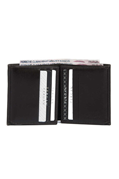 Tergan Ανδρικό πορτοφόλι από γνήσιο δέρμα καφέ - S1CE00001517-A98