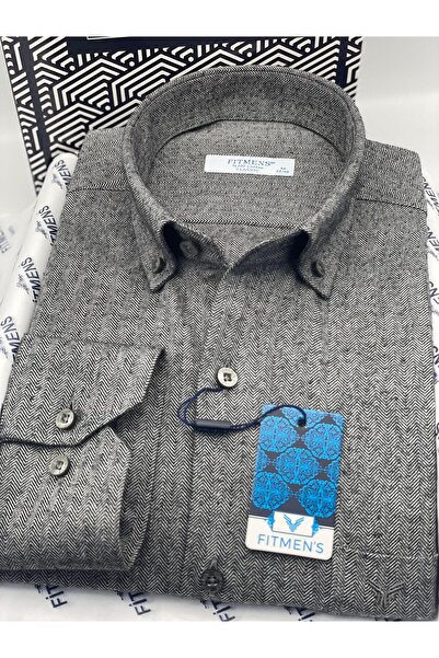 Fitmens Classic Long Sleeve Winter Herringbone Lumberjack Collar Buttoned Cotton Gift Boxed Men's Shirt Fs-001991 -