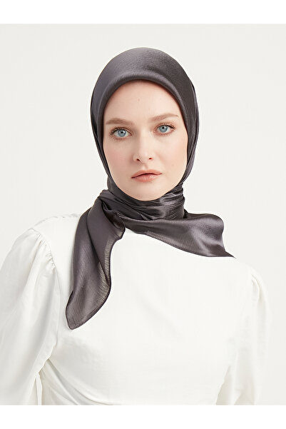 Şaless Tesettür Kadın Janjan-janjanlı Krinkıl Abiye Eşarp-koyu Füme- 100x100cm