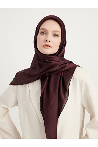 Şaless Tesettür Kadın Janjan-janjanlı Krinkıl Abiye Eşarp-mürdüm- 100x100cm