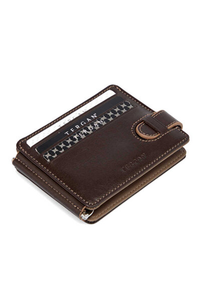 Tergan Καφέ Γνήσιο Δερμάτινο Θήκη Πιστωτικής Κάρτας Unisex - S1KK00001637-A8K