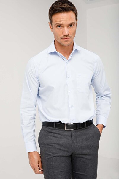 İgs Men's Light Blue Regular Fit / Comfortable Fit Easy Iron Basic Shirt