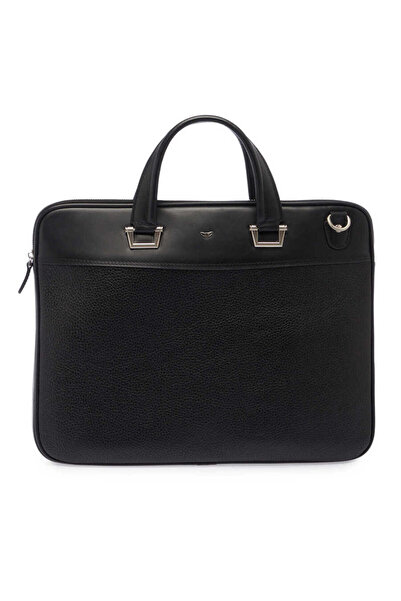 Tergan Siyah Hakiki Deri Erkek Evrak Çantası - S1EV00021252-D3H