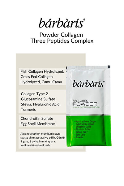Barbaris Kolajen Powder Three Peptıdes Complex (BALIK-SIĞIR-TAVUK) Tip 1-2-3 Eklem , Kıkırdak ,kemik 30 Şase