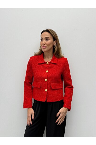 Maldia Shop Női aranygombos blézer tweed dzseki