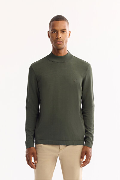 Avva Men's Khaki Half Turtleneck Basic Plain Rayon Sweater B005151