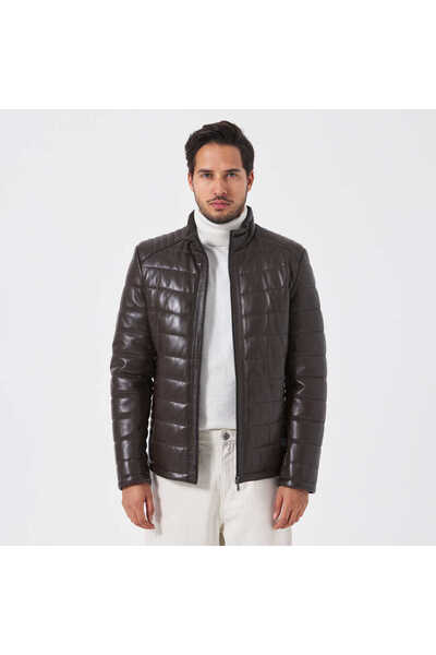 Tergan Kahve Hakiki Deri Erkek Hakiki Deri Mont - E23KDM310514-Q3V