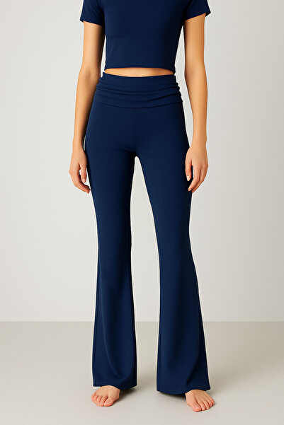 Artış Flared Folded Waist Jersey Flexible Viscose Flared Maternity Pants