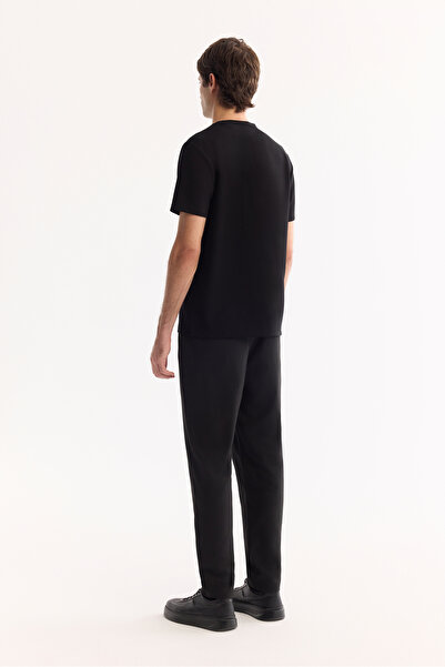 Avva Men's Black Crew Neck Viscose Blend Bi-Stretch Printed Regular Fit T-Shirt A52Y1020