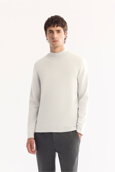 Avva Men's Ecru Half Turtleneck Basic Plain Rayon Sweater B005151