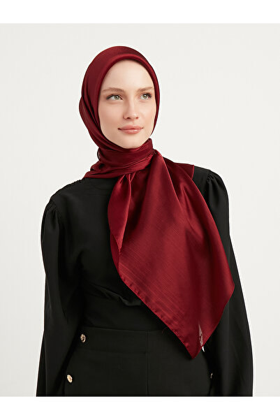 Şaless Tesettür Kadın Janjan-janjanlı Krinkıl Abiye Eşarp-bordo- 100x100cm