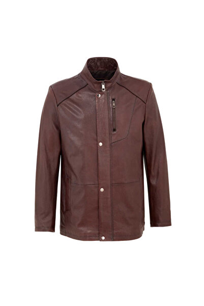 Tergan Kahve Hakiki Deri Erkek Hakiki Deri Mont - E22KDM310399-R4W