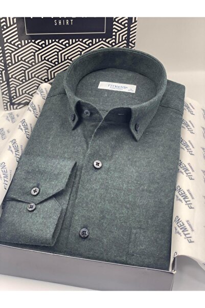 Fitmens Classic Long Sleeve Winter Lumberjack 100% Cotton Filafil Collar Buttoned Cotton Men's Shirt with Gift Box Fs